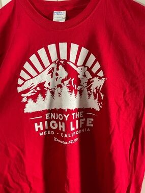 Enjoy The High Life Red Graphic Tee. New with no tag
